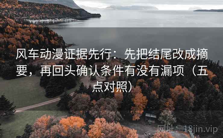 风车动漫证据先行：先把结尾改成摘要，再回头确认条件有没有漏项（五点对照）