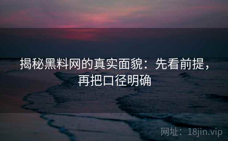 揭秘黑料网的真实面貌:先看前提,再把口径明确